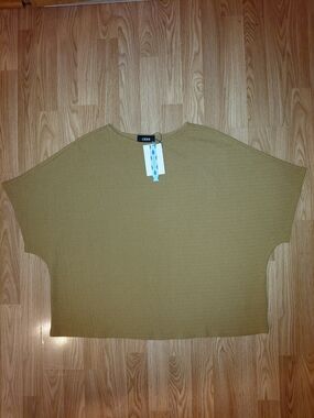 NWT Sz 3XL Cider Women's Boxy Textured Short Sleeve Top in Ginger Color Stretch
